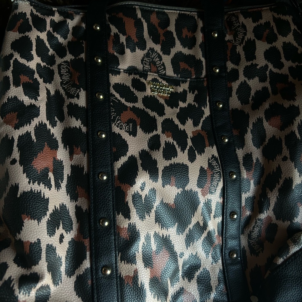 Victoria's Secret Animal Print backpack tote with Black Trim